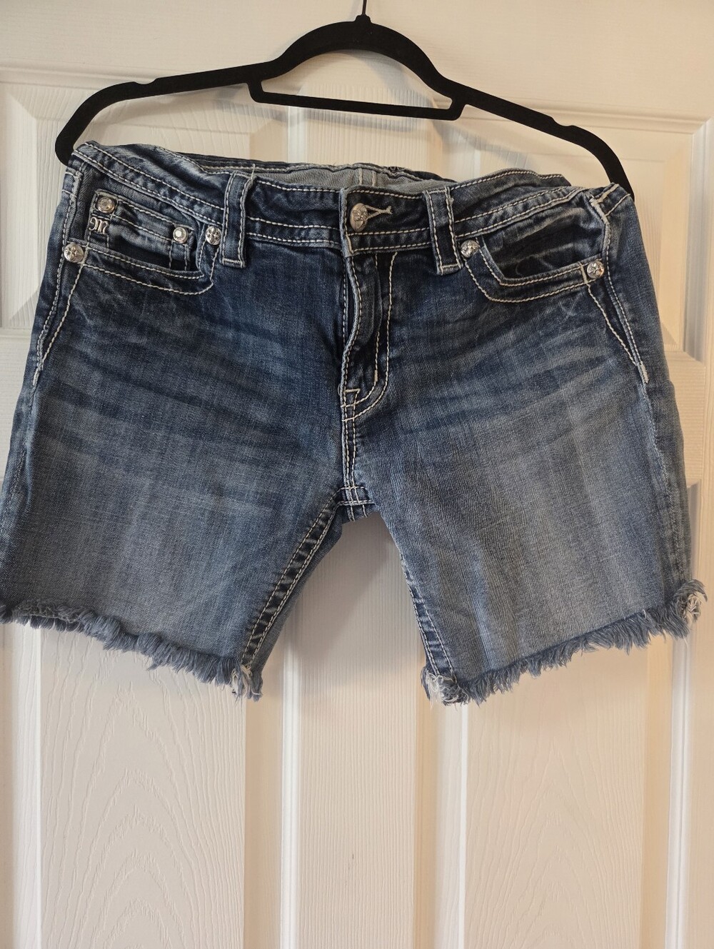 MISS ME Beaded Bermuda Jean Shorts 30